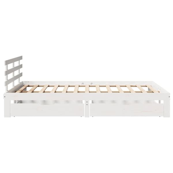 vidaXL sengeramme med skuffer 160x200 cm massivt fyrretræ hvid