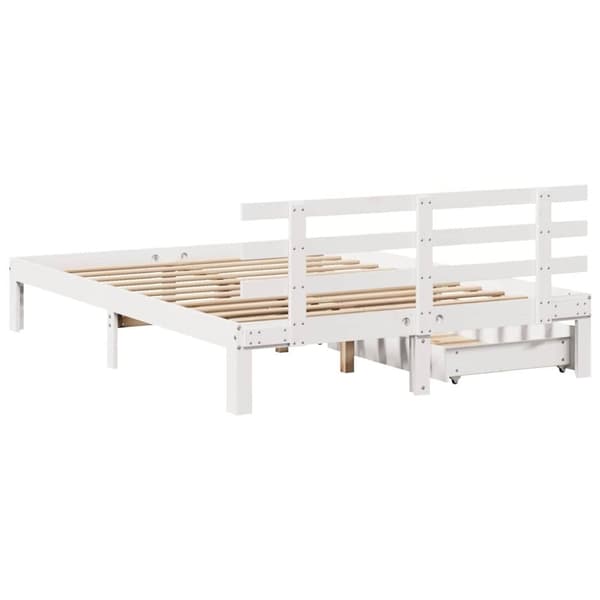 vidaXL sengeramme med skuffer 160x200 cm massivt fyrretræ hvid