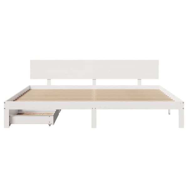 vidaXL sengeramme med skuffer 180x200 cm massivt fyrretræ hvid
