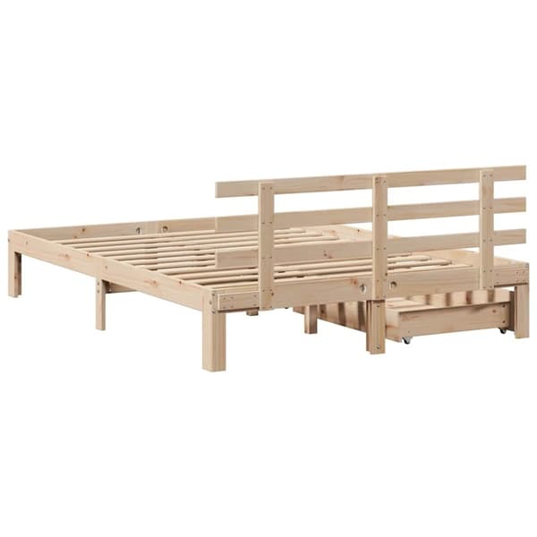 vidaXL sengeramme med skuffer 140x190 cm massivt fyrretræ