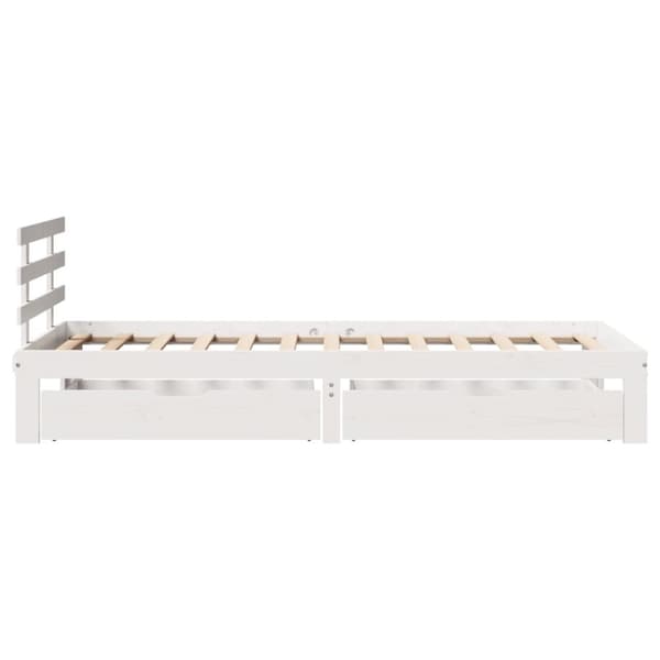 vidaXL Sengeramme med skuffer hvit 90x200 cm heltre furu