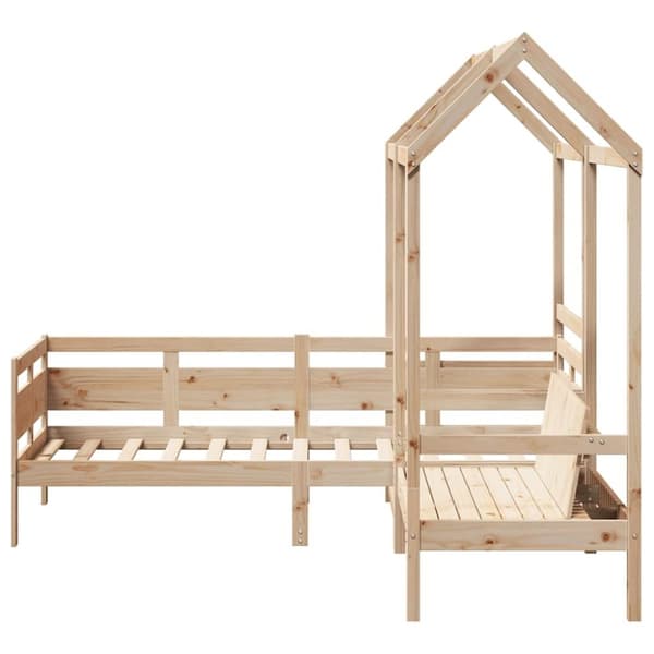 vidaXL Sett med dagseng og benk med tak 90x190 cm heltre furu
