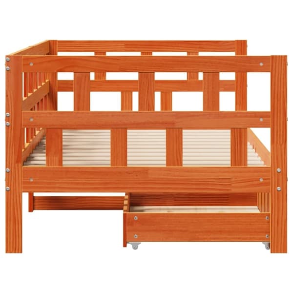 vidaXL daybed med skuffer 80x200 cm massivt fyrretræ gyldenbrun