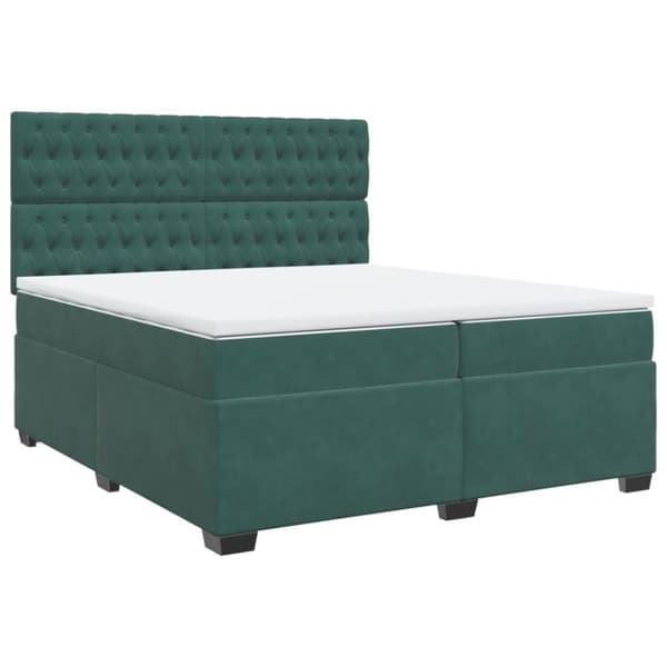 vidaXL kontinentalseng med madras 200x200 cm fløjl mørkegrøn
