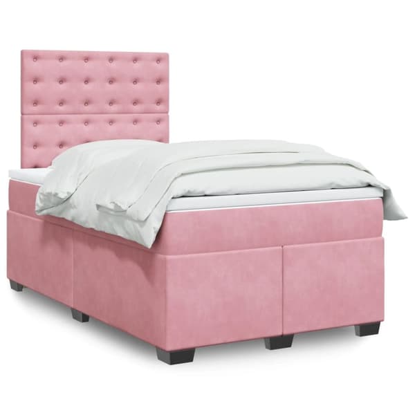 vidaXL Jenkkisänky patjalla pinkki 120x190 cm sametti