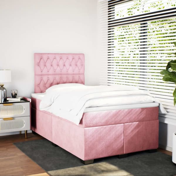 vidaXL Jenkkisänky patjalla pinkki 120x190 cm sametti