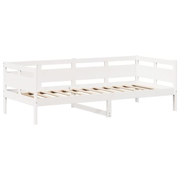 vidaXL Dagbädd med bänk och tak vit 80x200 cm massiv furu