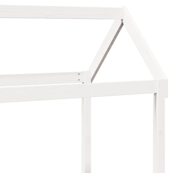 vidaXL Dagbädd med bänk och tak vit 80x200 cm massiv furu