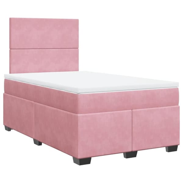 vidaXL Ramsäng med madrass rosa 120x190 cm sammet