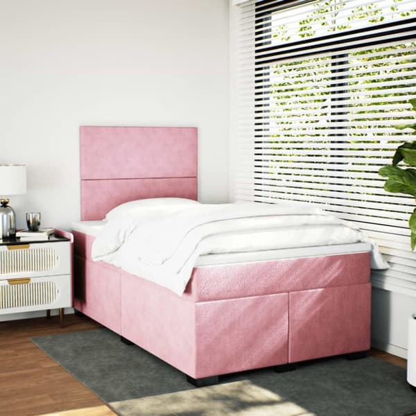 vidaXL Ramsäng med madrass rosa 120x190 cm sammet