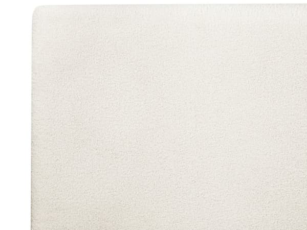 Sengeramme Mørkt tre MDF 180 x 200 cm Sengegavl i hvit bouclé Integrerte nattbord Lav profil Japansk stil Dobbeltseng Soverom