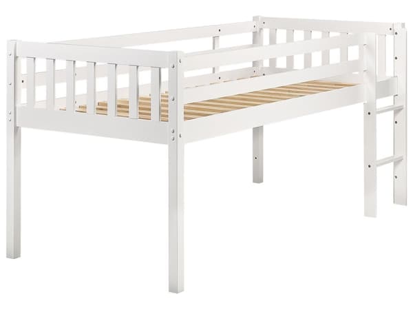 Barneseng Hvit Tre Gummi Seng 90 x 200 cm med Lamellramme Seng for Småbarn