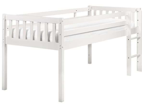 Barneseng Hvit Tre Gummi Seng 90 x 200 cm med Lamellramme Seng for Småbarn