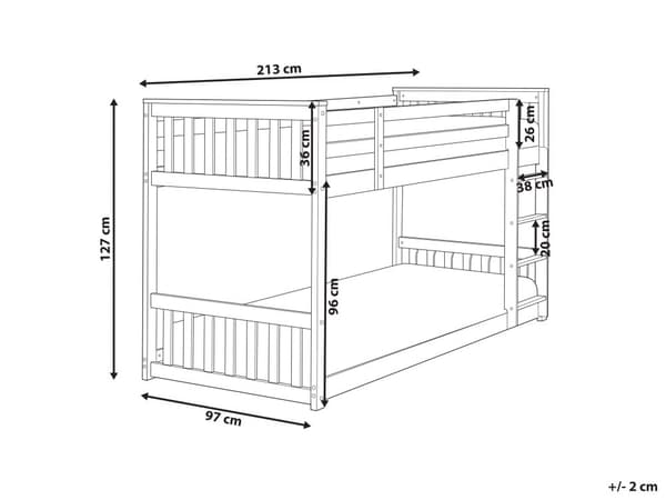 Dobbeltseng Lyst Tre Gummi Tre 90 x 200 cm Høyseng Soverom for Barn Barnerom