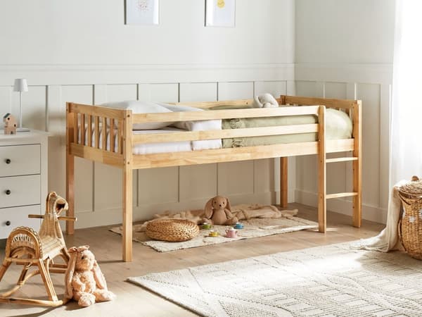 Barneseng Lys Tre Gummi Seng 90 x 200 cm med Lamellramme Seng for Småbarn