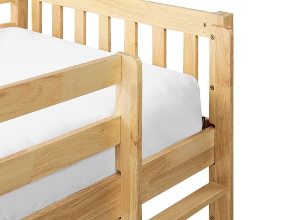 Barnsäng Ljust Gummiträ 90 x 200 cm Loftsäng Enkel Storlek med Lamellram Säng för Småbarn Låg Våningssäng