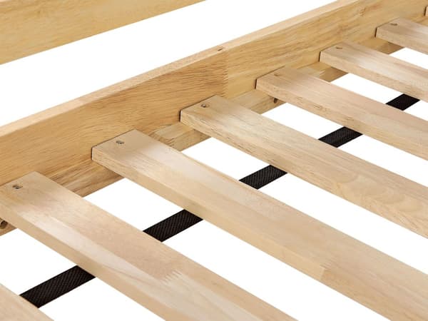 Barnsäng Ljust Gummiträ 90 x 200 cm Loftsäng Enkel Storlek med Lamellram Säng för Småbarn Låg Våningssäng