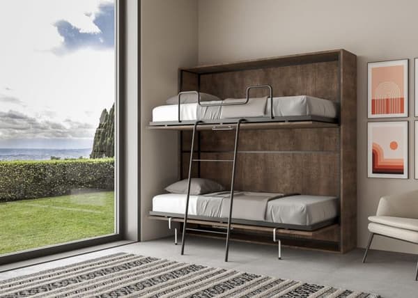 Viktsäng i stapelbar design - Itamoby - Kando - 2 sängplatser 85 cm - Madrass ingår - Valnöt
