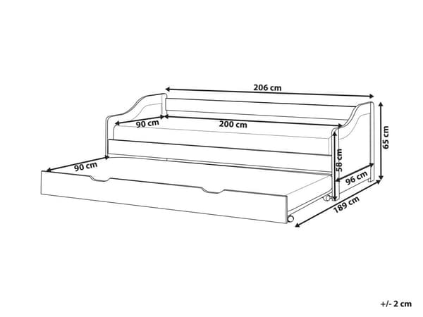Barneseng Hvit Furu Ramme 90 x 200 cm Ekstra Silde Out Ramme Moderne Design