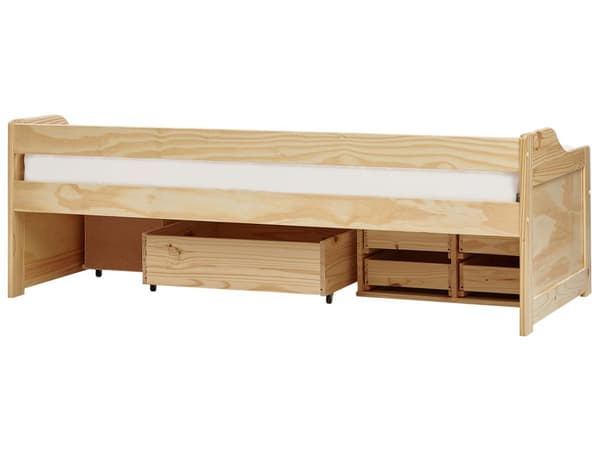 Barneseng i Lyst Tre med Oppbevaring Fururamme 90 x 200 cm Enkeltramme Moderne Design