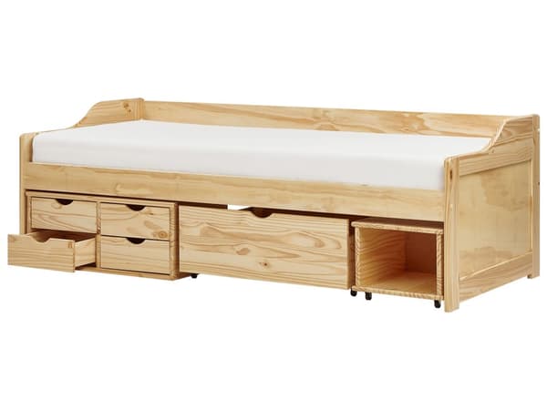 Barneseng i Lyst Tre med Oppbevaring Fururamme 90 x 200 cm Enkeltramme Moderne Design