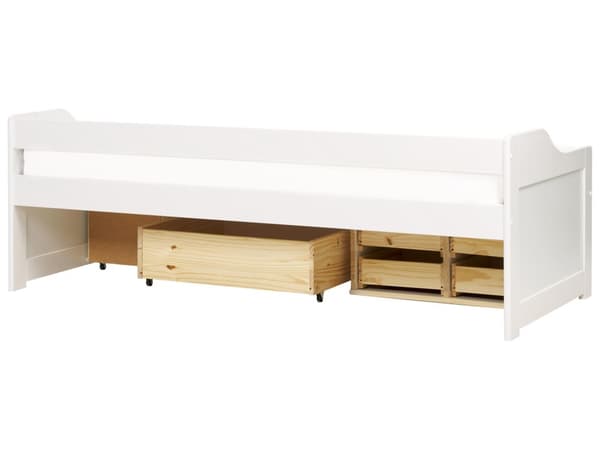 Barneseng i Hvit med Oppbevaring Fururamme 90 x 200 cm Enkeltramme Moderne Design