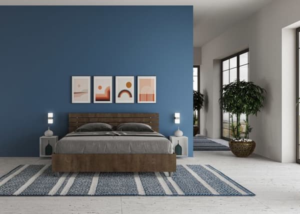 Lit coffre - Ityhome - Ankel - 160x200 cm - Lutande huvudgavel - Valnötsträ