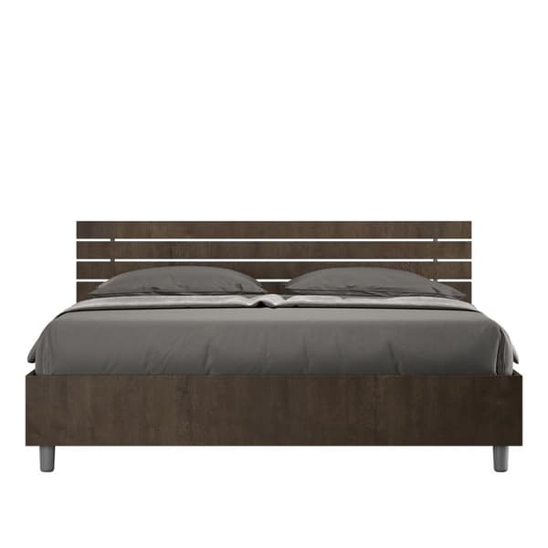 Lit coffre - Ityhome - Ankel - 160x200 cm - Lutande huvudgavel - Valnötsträ