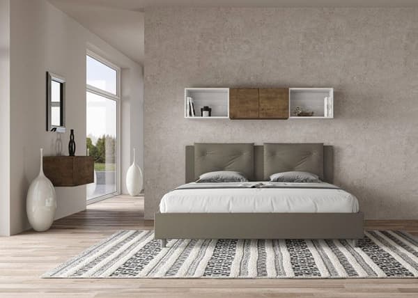Lit - Ityhome - Appia - 180x200 cm - Similicuir cappuccino - Inkluderad ribbotten
