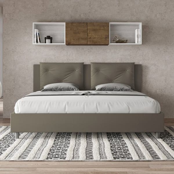 Lit - Ityhome - Appia - 180x200 cm - Similicuir cappuccino - Inkluderad ribbotten