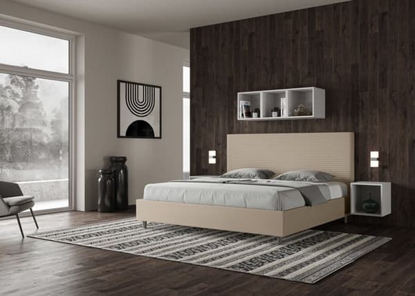Lit - Ityhome - Fokus - 180x200 cm - Taupe konstläder - Polstret sänggavel