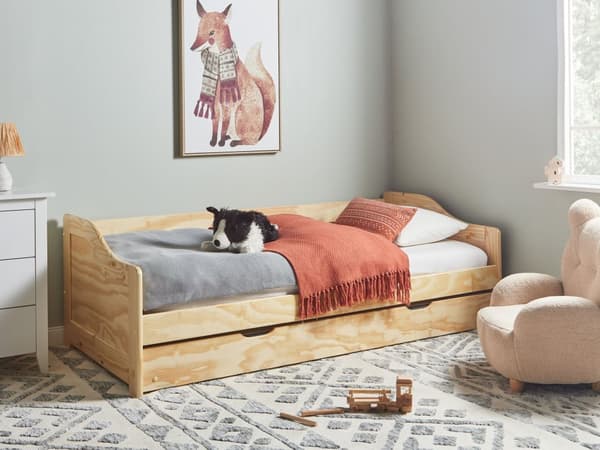 Barnsäng Ljust Trä Furu Ram 90 x 200 cm Enkel Storlek Ram