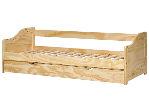 Barnsäng Ljust Trä Furu Ram 90 x 200 cm Enkel Storlek Ram