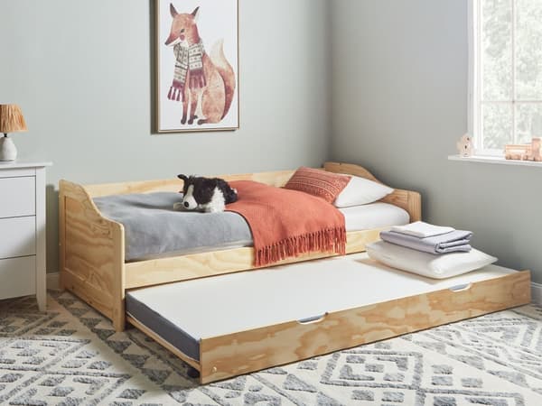 Barnsäng Ljust Trä Furu Ram 90 x 200 cm Enkel Storlek Ram
