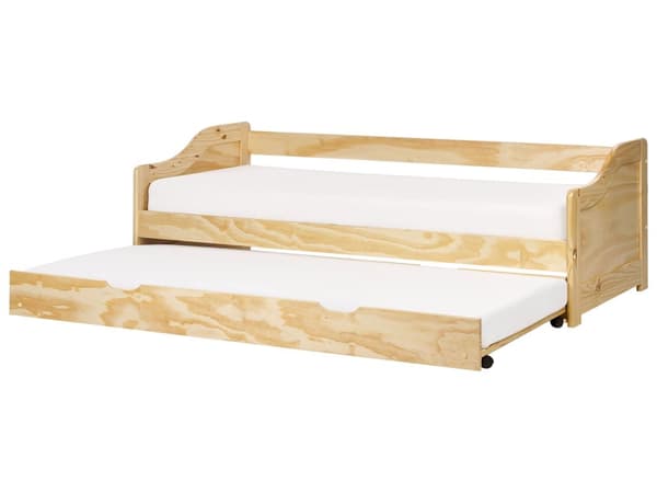 Barnsäng Ljust Trä Furu Ram 90 x 200 cm Enkel Storlek Ram