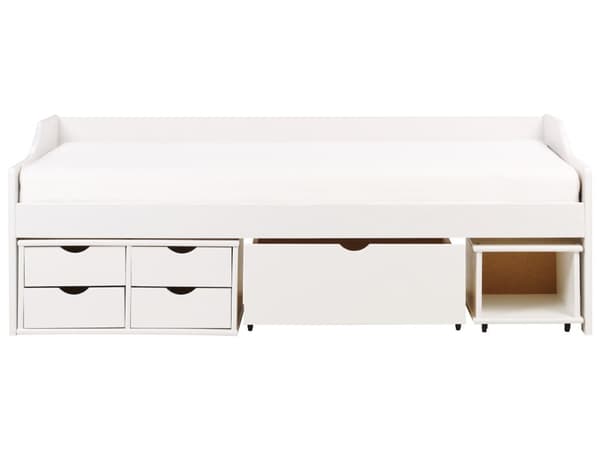 Barnsäng Vit med Förvaring Furu Ram 90 x 200 cm Enkel Storlek Ram
