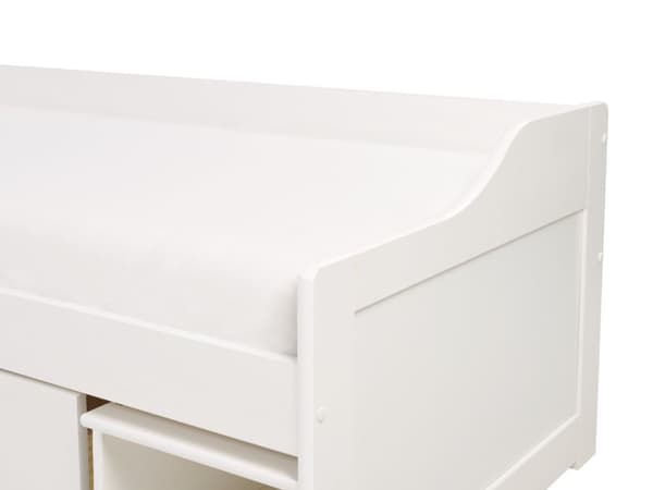 Barnsäng Vit med Förvaring Furu Ram 90 x 200 cm Enkel Storlek Ram