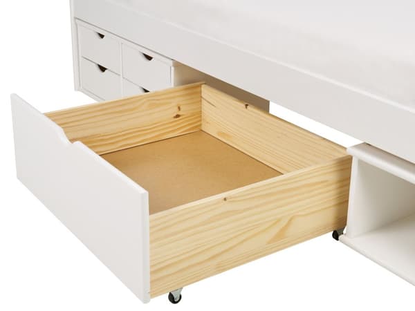 Barnsäng Vit med Förvaring Furu Ram 90 x 200 cm Enkel Storlek Ram