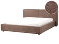 Miniatyrbillede 1 af 11: Brun polstret boucle-seng med ramme 160 x 200 cm med tykt hovedgærde i klassisk design