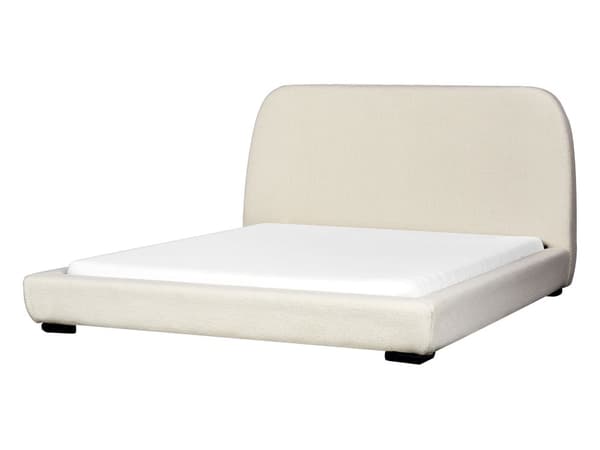 Creamfarvet vandseng polstret boucle 160 x 200 cm dobbelt hovedgærde klassisk traditionel