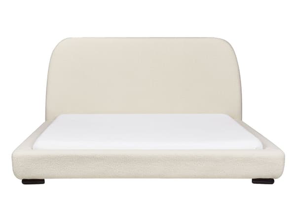 Creamfarvet vandseng polstret boucle 160 x 200 cm dobbelt hovedgærde klassisk traditionel