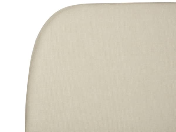 Säng Krämfärgad Polyester Tyg Stoppad Ribbad 160 x 200 cm King Size Klassisk Traditionell Design Sovrum