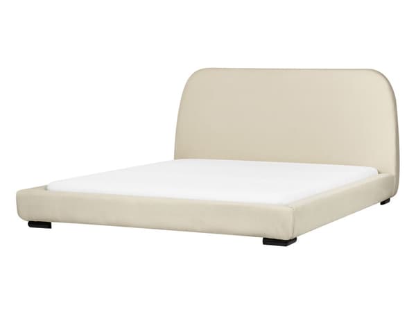 Vattensäng Krämfärgad Polyester Tyg Stoppad Ribbad 160 x 200 cm King Size Klassisk Traditionell Design Sovrum