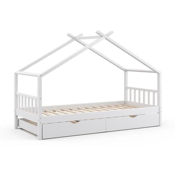 VITALISPA DESIGN barnsäng, kabinsäng, extrasäng, lamellbotten, vit, 90 x 200, låda