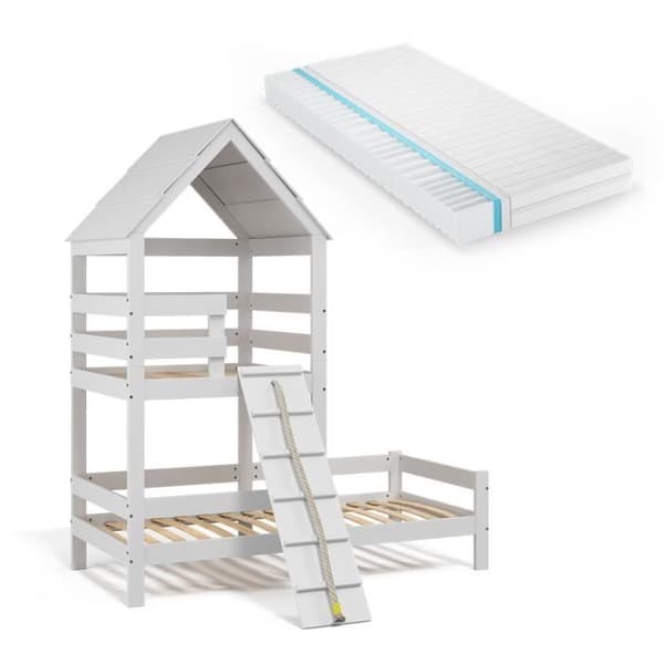 VitaliSpa Teddy barnsäng 90 x 200 cm, med madrass, lekplatssäng, tonårssäng, lekplats