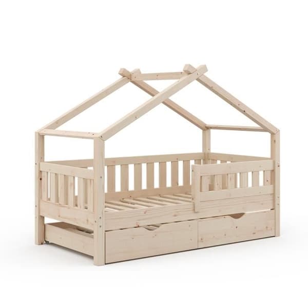 VitaliSpa Design barnsäng 160 x 80, babysäng, kabinsäng, extrasäng, lamellbotten, natur