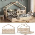 Miniatyrbild 1 av 4: VitaliSpa Design barnsäng 160 x 80, babysäng, kabinsäng, extrasäng, lamellbotten, natur
