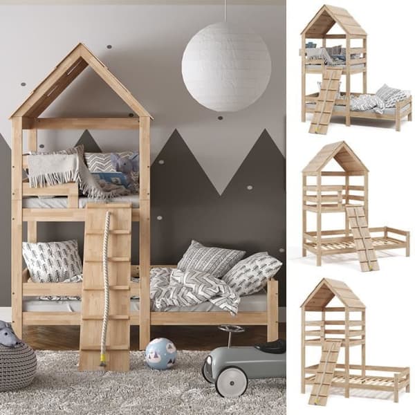 VitaliSpa Teddy barnsäng 90 x 200 cm lekplats säng, tonårssäng, lekplats