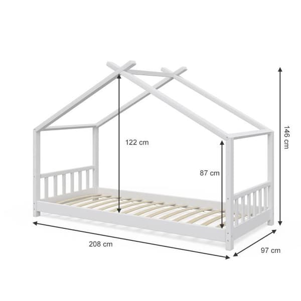 VitaliSpa Barnsäng designerhussäng 90x200 Barnsänghus i trä sovsängstuga leksäng resårmadrass ingår