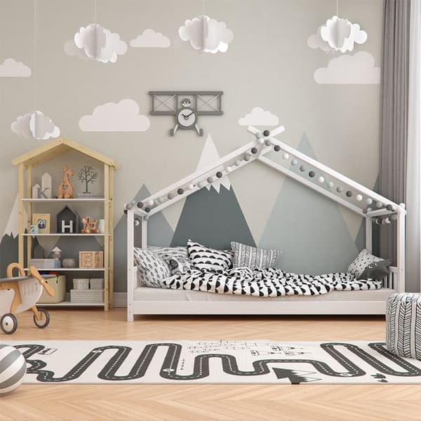 Designer kabinsäng, 90x200 cm, Vit, Vitalispa